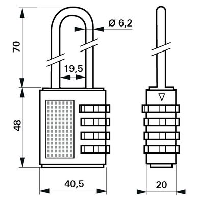 Cadenas à code largeur 40 mm THIRARD