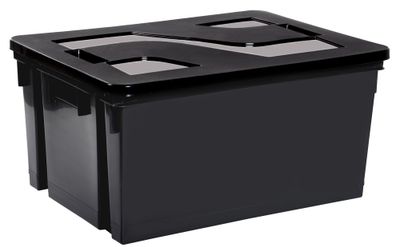 Bac plastique 50 litres gris avec couvercle