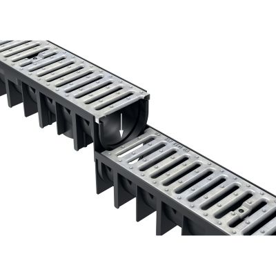 Caniveau PE-HD avec grille en acier galvanisé L. 3m x  l.120 x H.8,4 cm FITT
