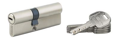 Cylindre de serrure double entrée débrayable 35 x 45 mm Trafic 6 haute sécurité nickelé 5 clés THIRARD