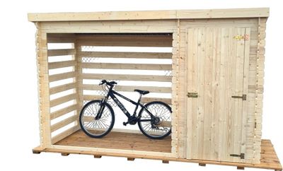 Abri bûches mono pente en madriers bois massif sans plancher 3,05 m², Livraison à domicile incluse - HABRITA