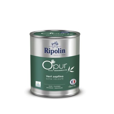 Peinture O'PUR Satin VERT ZAPFINO 0,5 L - RIPOLIN