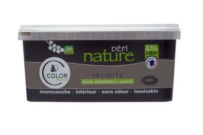 Peinture naturelle murale Taupe velours 2,5 L - DEFI NATURE