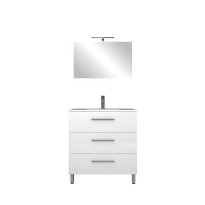 Meuble de salle de bains Volta 3 tiroirs 80 x 88 x 46 cm bois mélaminé blanc