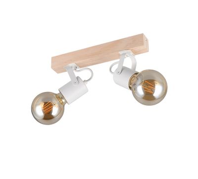 Réglette 2 spots E27 Lynar blanc et bois 2x10W - REALITY