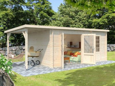 Abri de jardin bois Bois Naturel  Ella 13,1+3,9m2 Livraison à domicile incluse