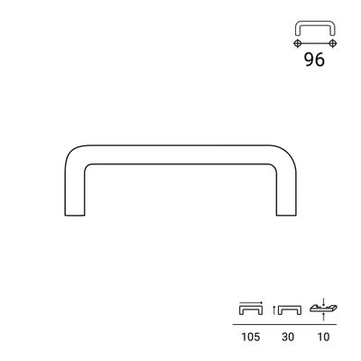 Poignée de meuble noir  entraxe 96 mm REI