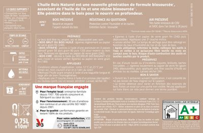 Huile parquet bois naturel miel mat 0,75 L - V33