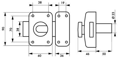 Verrou de porte Apache à bouton et cylindre 50 mm 3 clés blanc 3 clés THIRARD
