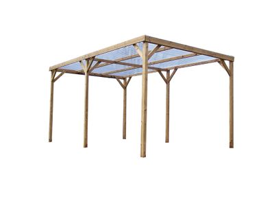 Pergola autoportante en bois traité thermachauffé toit plat L 5,02 x l 3,02 x h 2,41 m, Livraison à domicile incluse - HABRITA
