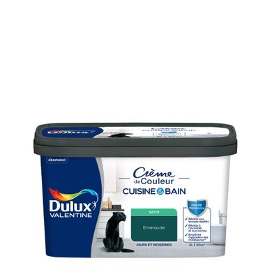 Peinture Crème de Couleur Cuisine et Bain Satin Emeraude 2 L - DULUX VALENTINE