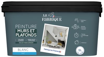 Peinture murs et plafonds blanc mat 5 L - LA FABRIQUE