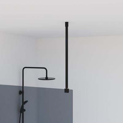Barre de fixation murale 60 cm verticale noire pour paroi de douche - OCEA