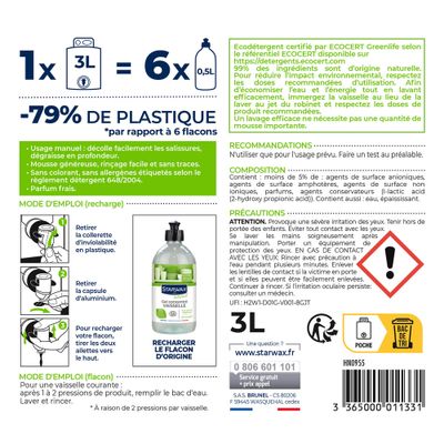 Gel concentré vaisselle recharge 3L SOLUVERT