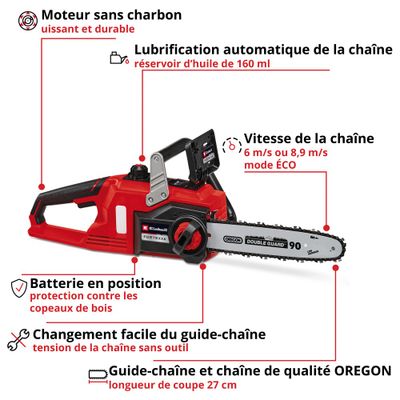 Elagueuse Fortexxa à batterie 18 V guide 27 cm EINHELL