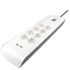 Multiprise parafoudre avec interrupteur 8 prises + 2 USB-A blanc/gris - DEBFLEX