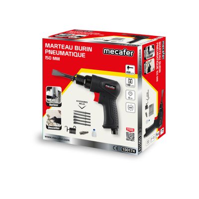 Marteau burineur pneumatique 150 mm avec 5 burins et 2 ressorts - MECAFER