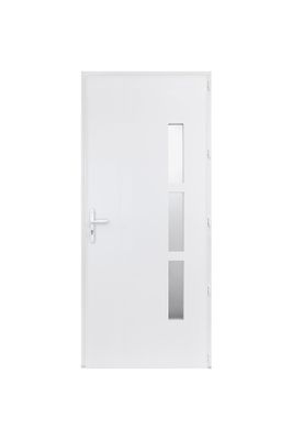 Porte d'entrée monobloc aluminium blanc 2 faces poussant gauche H.215 x l.90 cm CLOSY