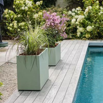 JARDINIERE DECOR BETON VERT