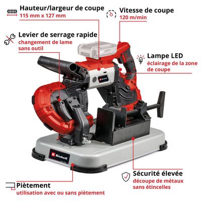 Scie à ruban sans fil 18 V TE-MB 18/127 U Li (Solo) - EINHELL