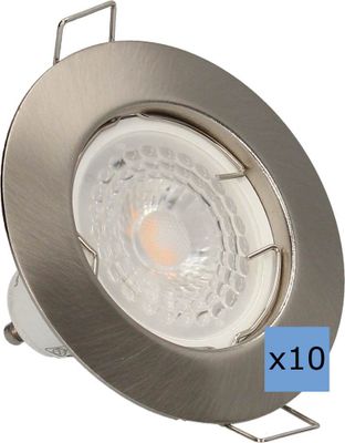 Spots LED encastrables GU10 lumière blanc chaud Acier par 10 - Quartz ARLUX