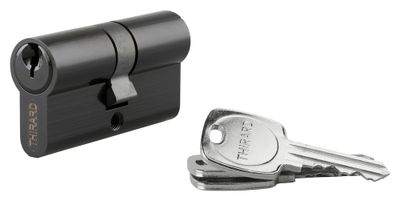 Cylindre de serrure double entrée 30 x 30 mm STD noir 3 clés THIRARD