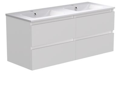Meuble de salle de bains Evasion 4 tiroirs L120 x H83 x P46 cm panneaux de particules blanc - CONCILIO