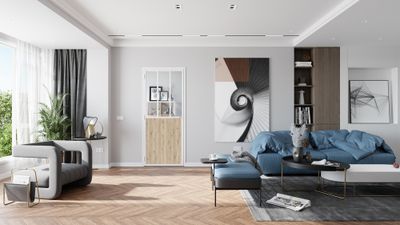 Bloc-porte aluminium blanc et plaqué chêne style Atelier vitrage verre clair H.204 x l.73 cm poussant gauche OPTIMUM