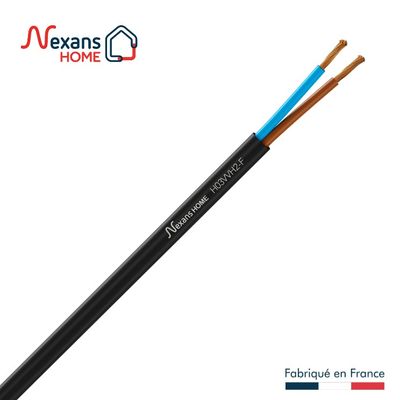 Câble électrique H03VVH2-F 2 x 0,75 mm² souple plat intérieur 5 m noir - NEXANS
