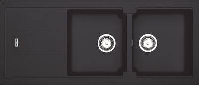 Evier de cuisine fragranit noir onyx 116x50 cm 2 bacs 1 egouttoir Bali - FRANKE