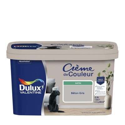 Peinture crème de couleur Béton Gris Satin 2,5 L - DULUX VALENTINE