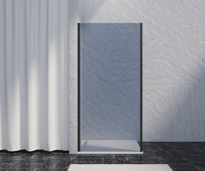 Paroi de douche latérale fixe 100x200 cm profilé noir verre fumé 8 mm Signature - OCEA