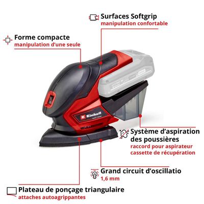 Ponceuse multifonction sans fil 18 V sans batterie TE-OS 18/150 Li-Solo EINHELL
