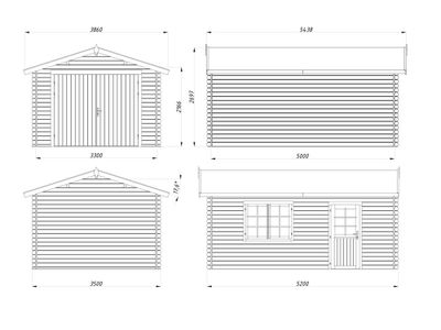 Garage en bois Tony avec porte double battant  - 20,9 m² hors-tout - WHITE WOOD