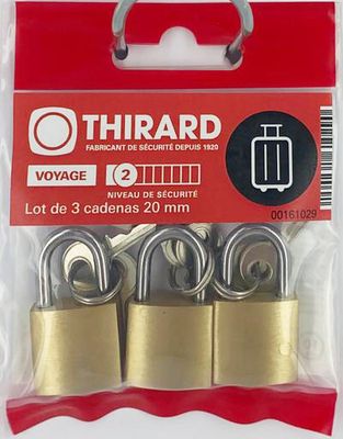 Cadenas à clé largeur 20 mm par 3 THIRARD