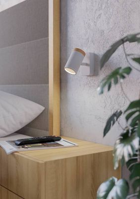 Spot salle de bains GU10 Consuma blanc et bois IP44 3W - EGLO