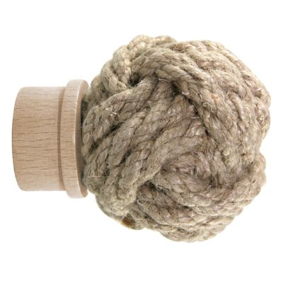 Embout déco boule en corde à visser en bois diam 28 mm Finition Bois - MOBOIS
