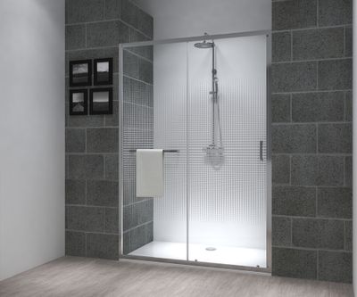 Porte de douche coulissante 140x195 cm profilé chrome verre sérigraphié 6 mm Serenity - OCEA