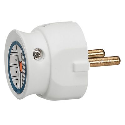 Fiche mâle 2 pôle sans terre 16A extra plat blanc LEGRAND