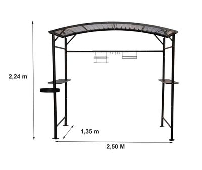 Carport barbecue en acier époxy gris 3,37 m², Livraison à domicile incluse - HABRITA