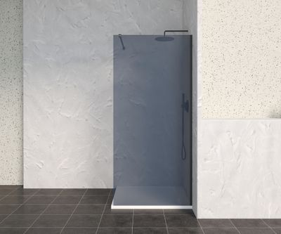 Paroi de douche à l'italienne 90x200 cm profilé noir verre fumé 8 mm Signature - OCEA