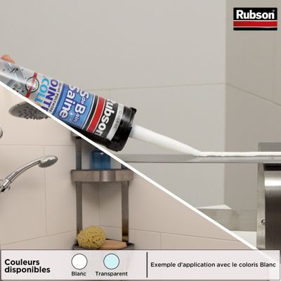 Mastic Colle Silicone Polymère Salle de Bain Saine Transparent 280 ml RUBSON