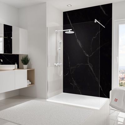 Panneau mural de douche 150x255 cm marbre de carrare noir DécoDesign Softtouch - SCHULTE