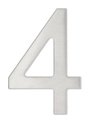 Chiffre 4 adhésif hauteur 76 mm inox THIRARD