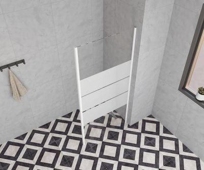 Paroi de douche latérale fixe 90x185 cm profilé blanc verre sérigraphié 4 mm Primera - OCEA