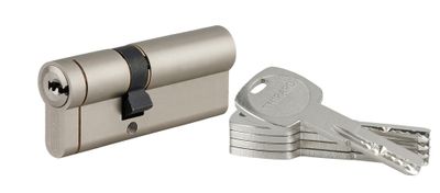 Cylindre de serrure double entrée 45 x 30 mm Transit 1 haute sécurité nickelé 4 clés THIRARD