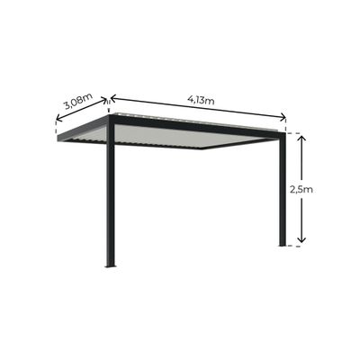 Pergola bioclimatique murale Sofia motorisée 4 x 3 m avec LED HOMALU