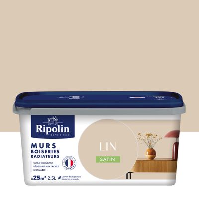 Peinture murs, boiseries et radiateurs lin satin 2,5 L - RIPOLIN