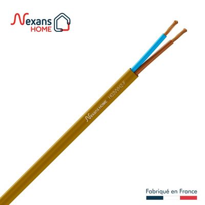 Câble électrique H03VVH2-F 2 x 0,75 mm² souple plat intérieur 5 m viel or - NEXANS