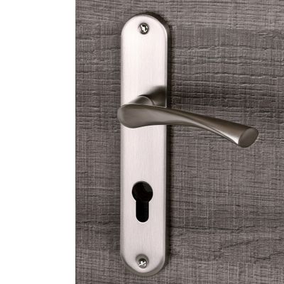 Poignées de porte sur plaques à cylindre Urbaine aluminium métal nickel mat ALPERTEC